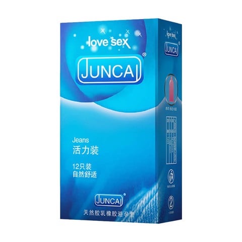 Bao cao su Juncai Jeans - Siêu mỏng nhiều gel bôi trơn - Hộp 12 cái