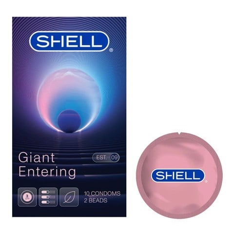 Bao cao su Shell Giant Entering - Gân nổi bi tăng 3cm - Hộp 10 cái