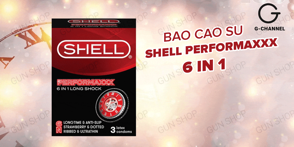 Bảng giá Bao cao su Shell Performax 6 in 1- Kéo dài thời gian - Hộp 3 cái hàng xách tay Bảng giá Bao cao su Shell Performax 6 in 1- Kéo dài thời gian - Hộp 3 cái hàng xách tay