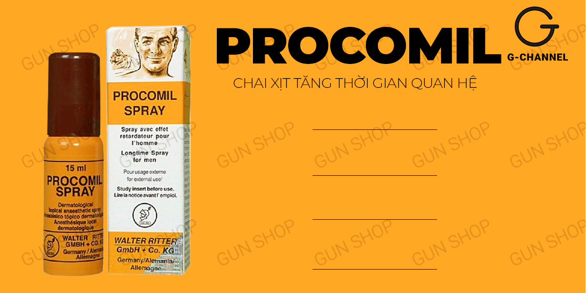 Nhập sỉ Chai xịt Đức Procomil - Kéo dài thời gian - Chai 15ml giá rẻ Nhập sỉ Chai xịt Đức Procomil - Kéo dài thời gian - Chai 15ml giá rẻ