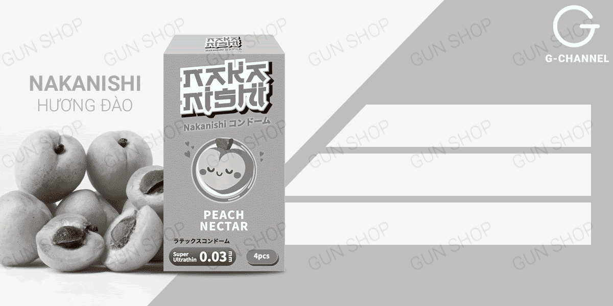 Nhập sỉ Bao cao su Nakanishi - Siêu mỏng 0.03mm - Hương đào - Hộp 4 cái có tốt không? Nhập sỉ Bao cao su Nakanishi - Siêu mỏng 0.03mm - Hương đào - Hộp 4 cái có tốt không?