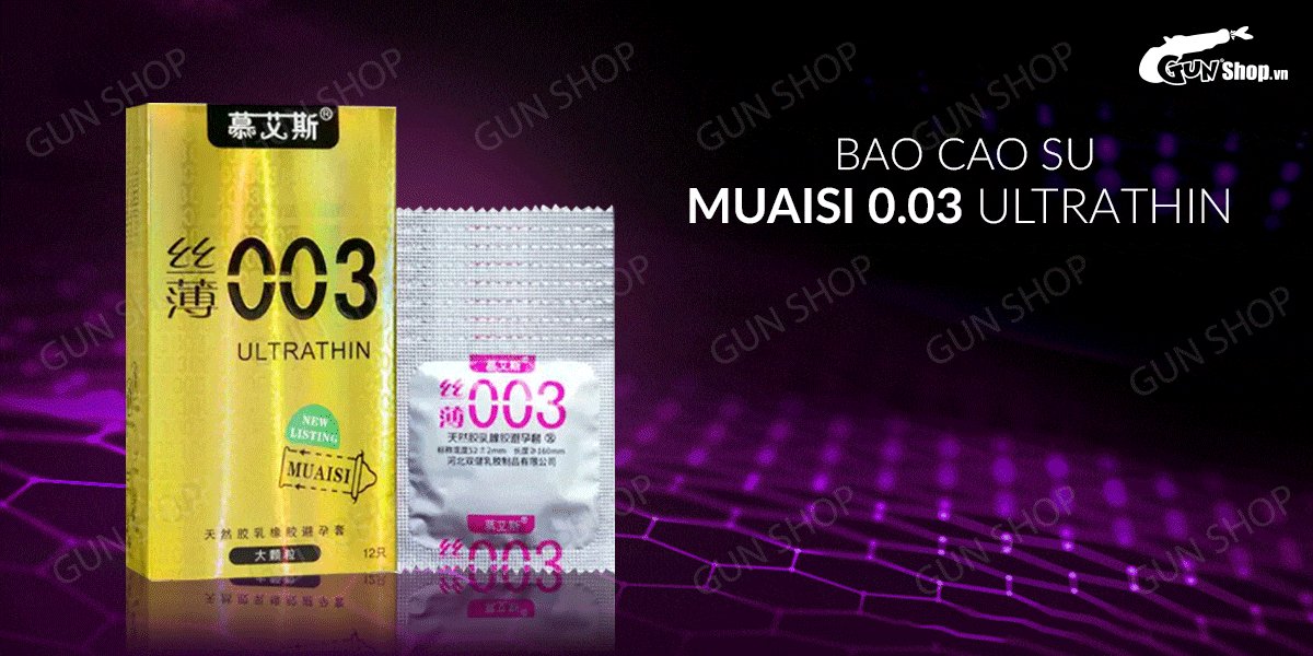 Review Bao cao su Muaisi 0.03 Ultrathin Vàng - Siêu mỏng có hạt - Hộp 12 cái tốt nhất Review Bao cao su Muaisi 0.03 Ultrathin Vàng - Siêu mỏng có hạt - Hộp 12 cái tốt nhất