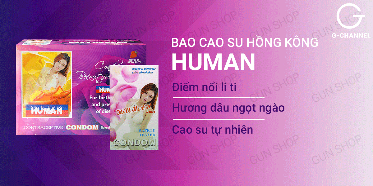 Nơi bán Bao cao su Human - Hương dâu điểm nổi - Hộp 120 cái chính hãng Nơi bán Bao cao su Human - Hương dâu điểm nổi - Hộp 120 cái chính hãng