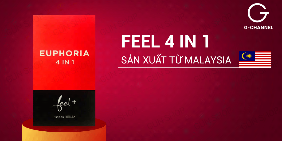  Bán Bao cao su Feel Euphoria 4 in 1 - Kéo dài thời gian - Hộp 12 cái nhập khẩu