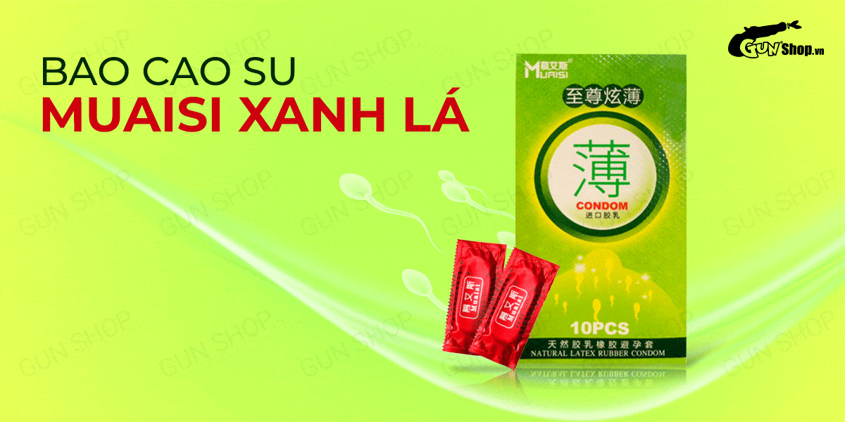  Bảng giá Bao cao su Muaisi Xanh Lá - Siêu mỏng hương dâu - Hộp 10 cái giá sỉ