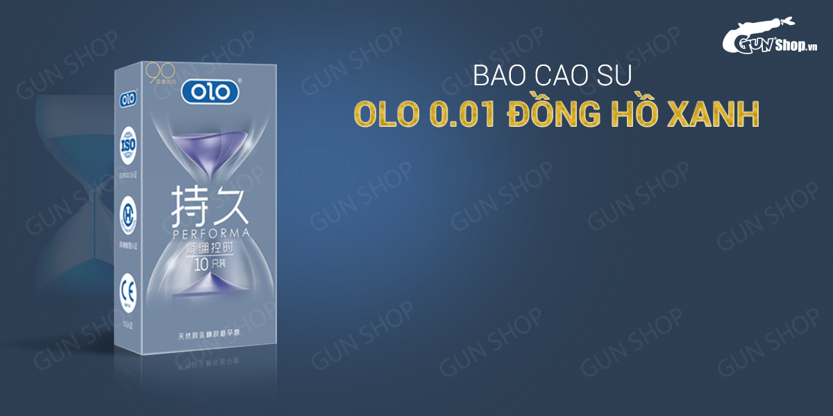  Phân phối Bao cao su OLO 0.01 Đồng Hồ Xanh - Kéo dài thời gian hương vani - Hộp 10 cái chính hãng