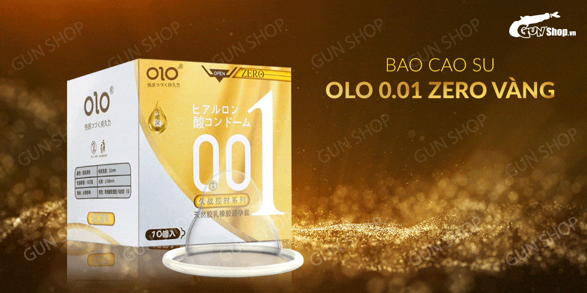 Giá sỉ Bao cao su OLO 0.01 Zero Vàng - Siêu mỏng gân và hạt - Hộp 10 cái giá tốt Giá sỉ Bao cao su OLO 0.01 Zero Vàng - Siêu mỏng gân và hạt - Hộp 10 cái giá tốt