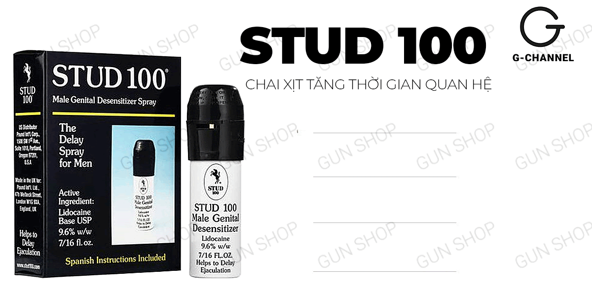 Sỉ Chai xịt Anh Stud 100 - Kéo dài thời gian - Chai 13ml cao cấp Sỉ Chai xịt Anh Stud 100 - Kéo dài thời gian - Chai 13ml cao cấp