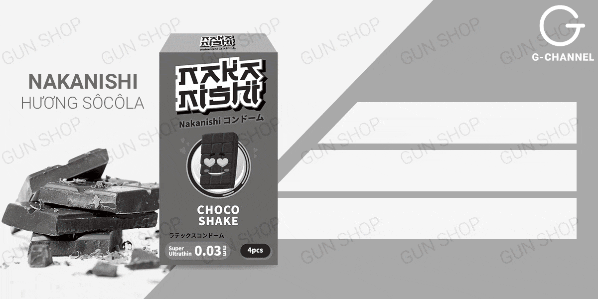 Review Bao cao su Nakanishi - Siêu mỏng 0.03mm - Hương chocolate - Hộp 4 cái loại tốt Review Bao cao su Nakanishi - Siêu mỏng 0.03mm - Hương chocolate - Hộp 4 cái loại tốt