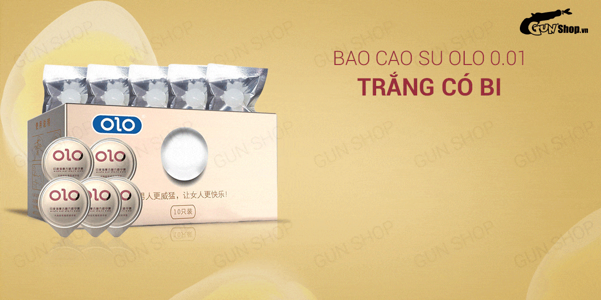  Thông tin Bao cao su OLO 0.01 Trắng có bi - Siêu mỏng bi tăng kích thước 1.5cm - Hộp 5 cái giá sỉ